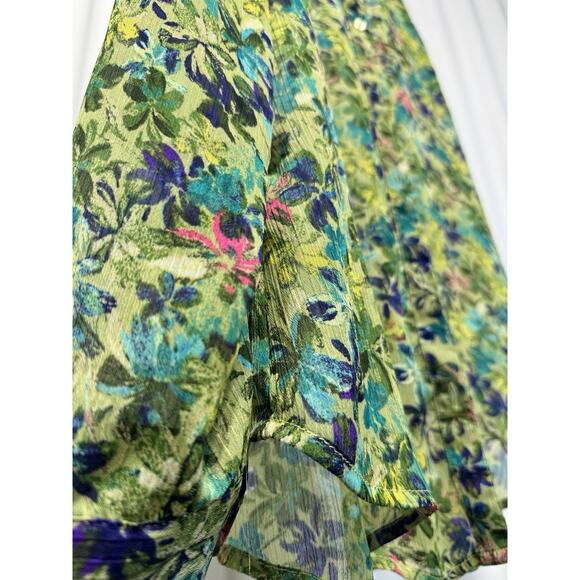 KUT FROM THE KLOTH Med Sheer Bordeaux Button Front Blouse/Top Blue/Green - Picture 4 of 8